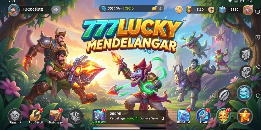 Screenshot utama gameplay 777LUCKY menampilkan petualangan seru dan tantangan menarik.