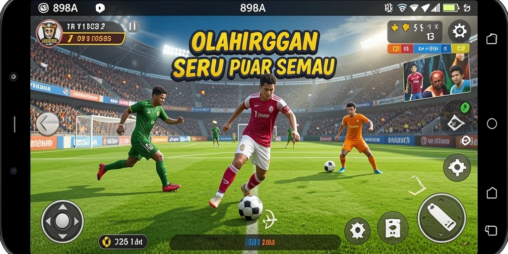 Screenshot gameplay 898A menampilkan aksi olahraga yang seru.