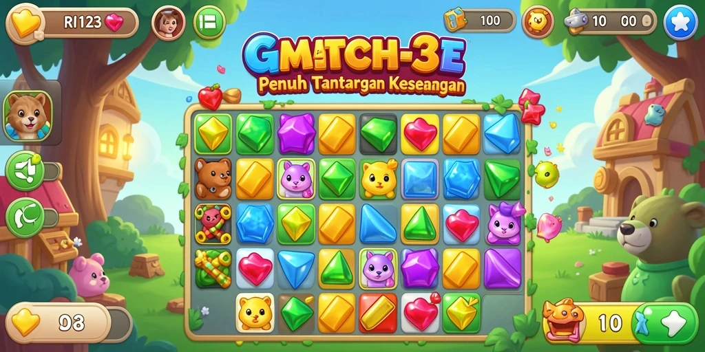 Tampilan gameplay seru CERI123 dengan berbagai elemen Match-3.