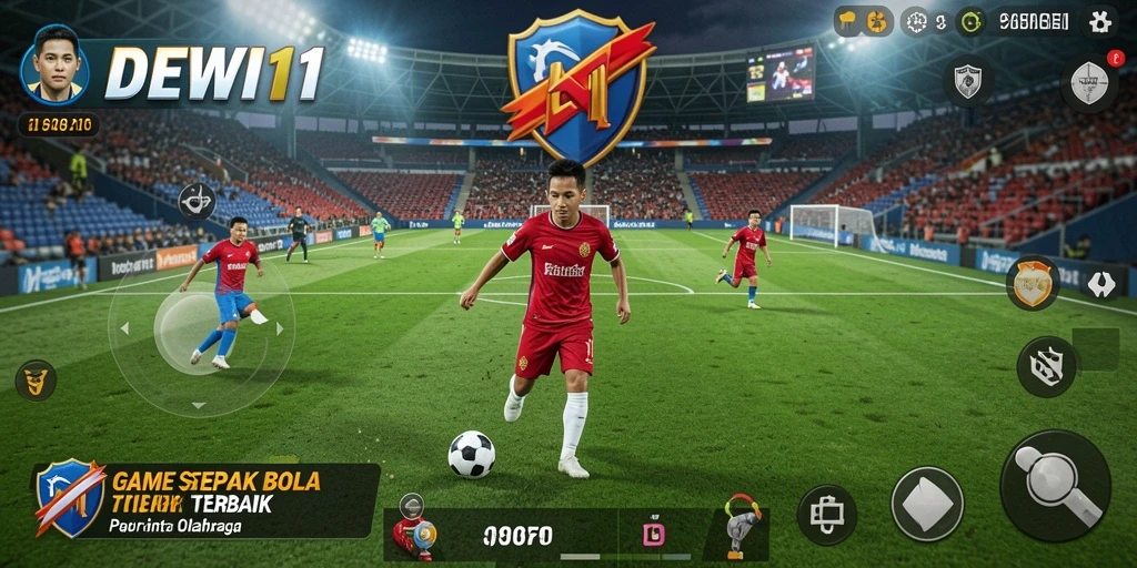 Screenshot gameplay DEWI11 menampilkan pertandingan sepak bola yang menegangkan.