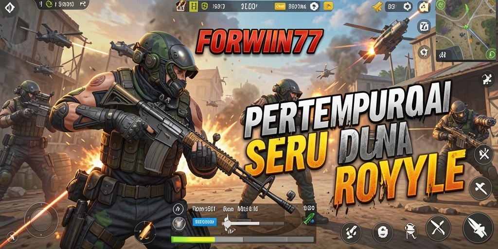 Tampilan menarik gameplay Battle Royale dalam FORWIN77.