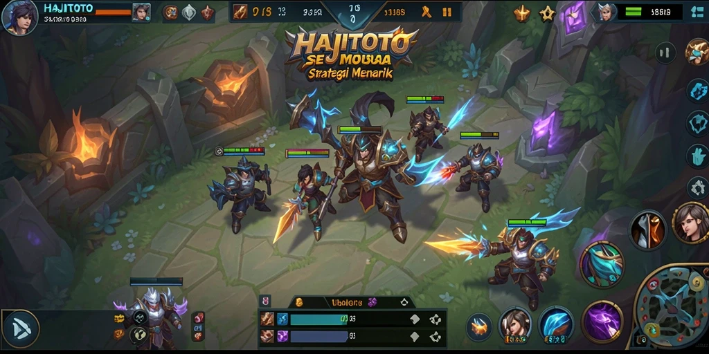 Screenshot gameplay HAJITOTO menampilkan pertempuran tim yang dinamis.