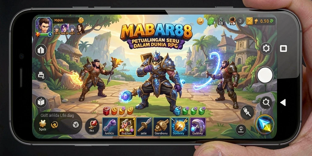 Tangkapan layar utama MABAR88 menunjukkan aksi pertempuran epik di dalam permainan RPG.