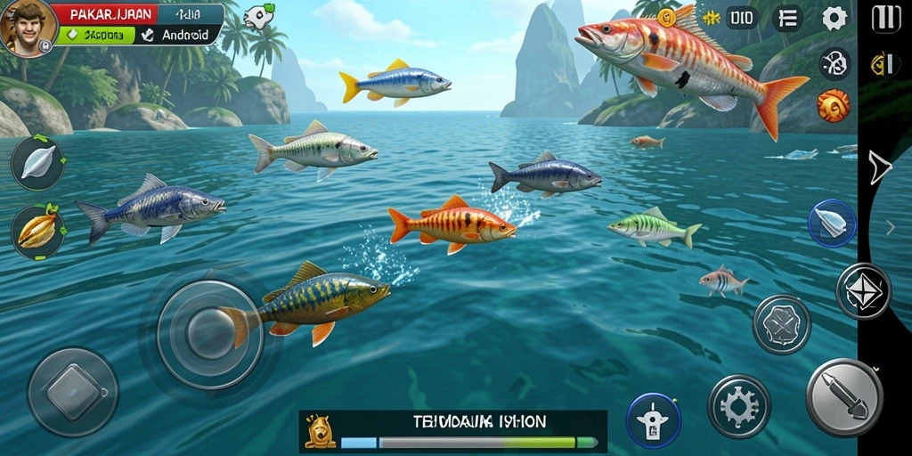 Screenshot PAKARJP menampilkan aksi seru saat menangkap ikan di lautan.