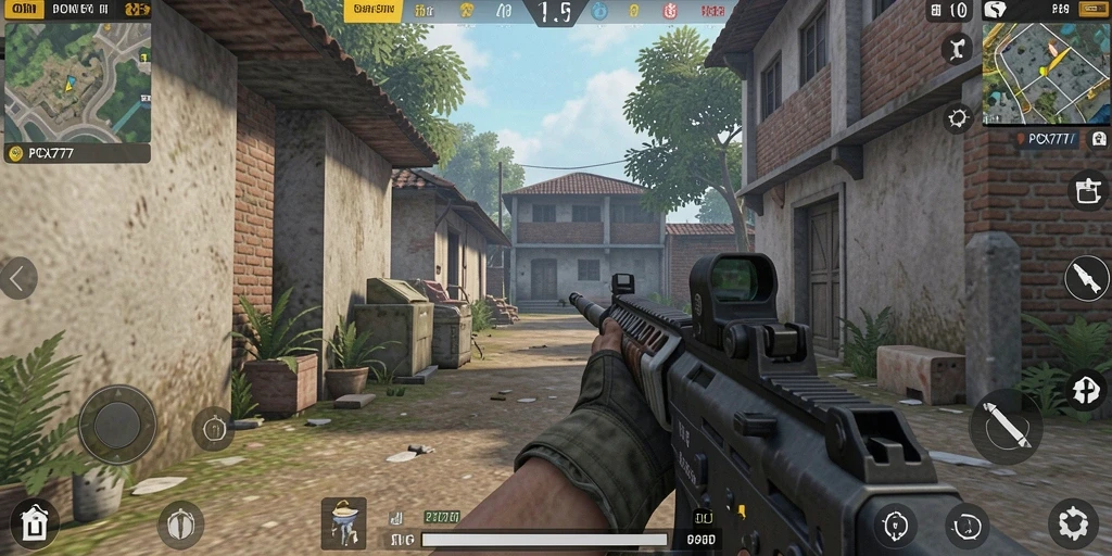 Screenshot menunjukkan aksi intens gameplay PCX777 dengan karakter beraksi.