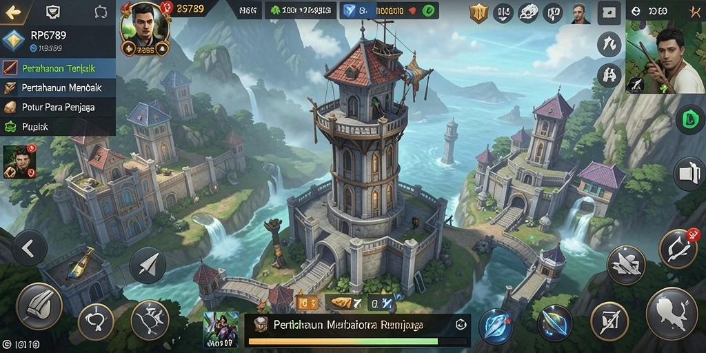 Screenshot utama RP6789 menampilkan aksi gameplay Tower Defense yang seru.