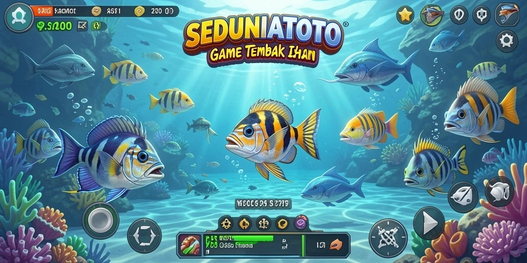 Gameplay seru dalam SEDUNIATOTO saat menangkap ikan.