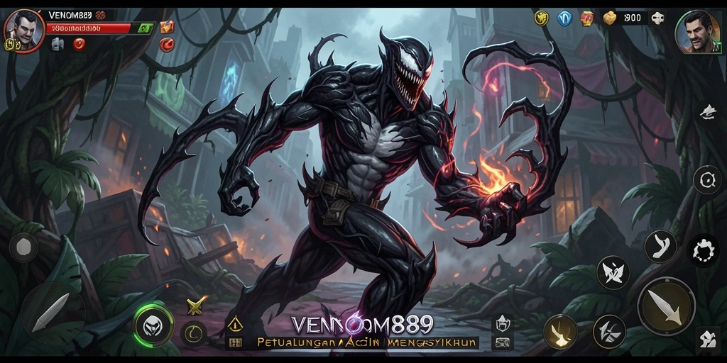 Tangkapan layar gameplay VENOM889 menampilkan pertarungan yang intens.