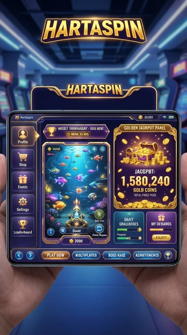 Tangkapan layar antarmuka pengguna Hartaspin yang menarik.